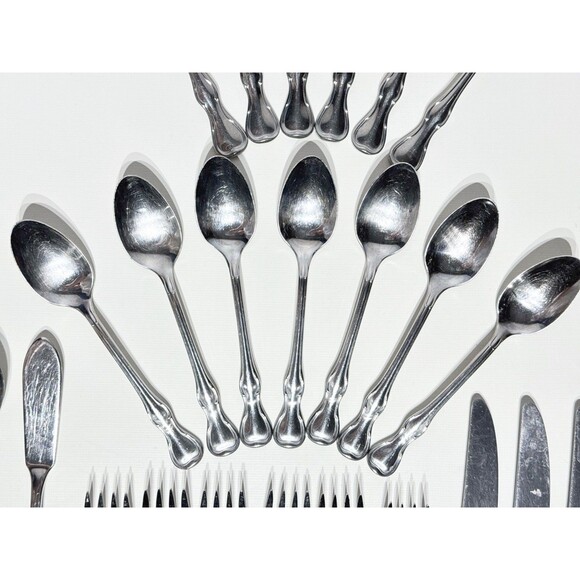 VTG 60s Reed & Barton Flatware 49 Set MODERN PROVINCIAL Mirrorstele Stainless - Picture 6 of 16